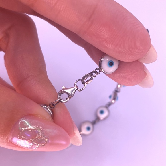 Evil Eye Resin 925 Silver Bracelet - Picture 6 of 7